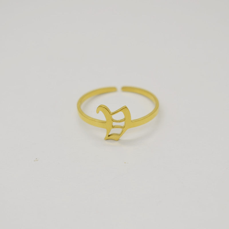 Vintage English Alphabet Ring in 18K Vacuum Plating