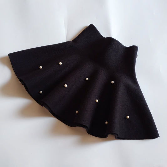 High Waist Knitted Pearl Umbrella Skirt for Girls