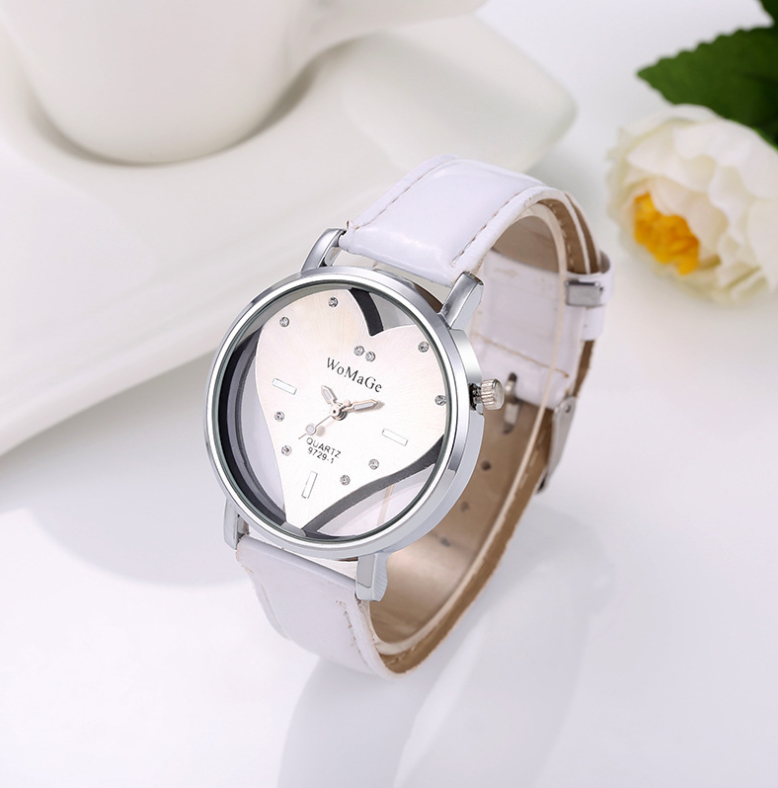 Ladies Heart-Shaped Hollow Watch - Elegant Wristwatch