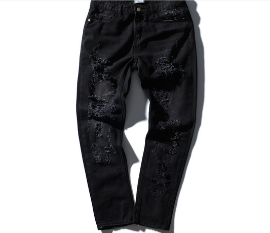 Rose Embroidered Ripped Denim Jeans