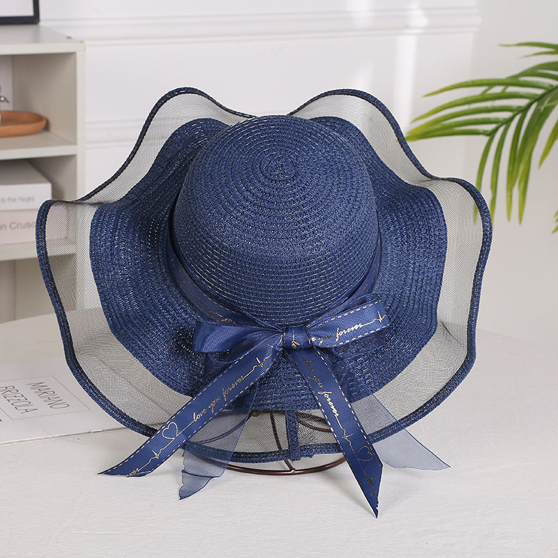 Elegant Ladies Mesh Straw Hat with Wide Brim