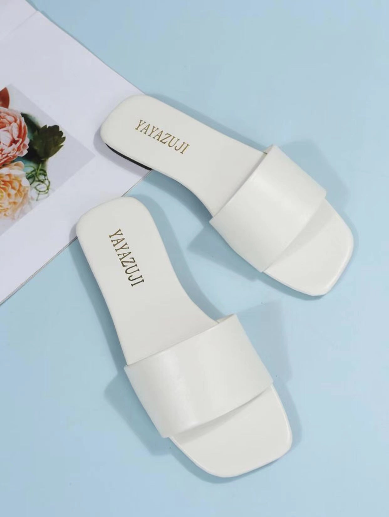 Ladies Comfortable Flat Square Head Beach Sandals